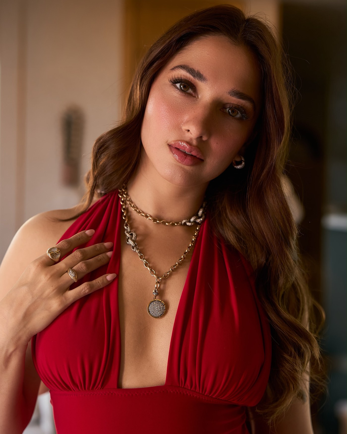 Red Hot! Tamannaah Bhatia Dazzles in Deep Red Beauty