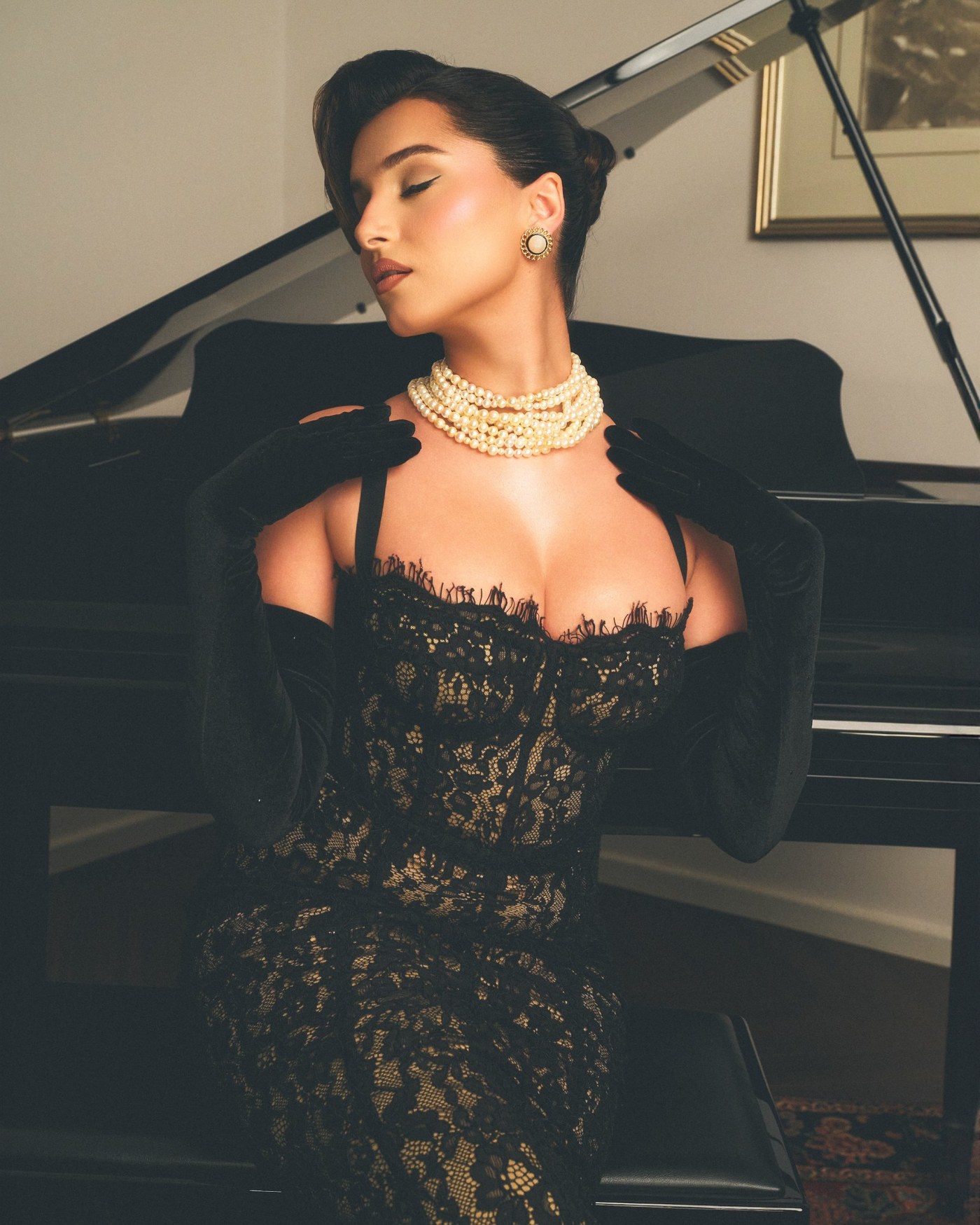 Old Hollywood Glamour Meets Modern Chic: Tara Sutaria Owns the Black Lace Look