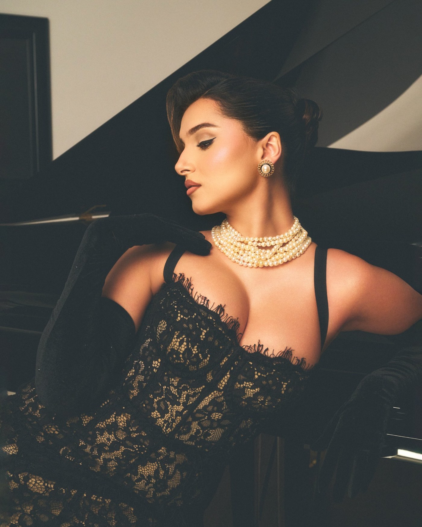 Old Hollywood Glamour Meets Modern Chic: Tara Sutaria Owns the Black Lace Look