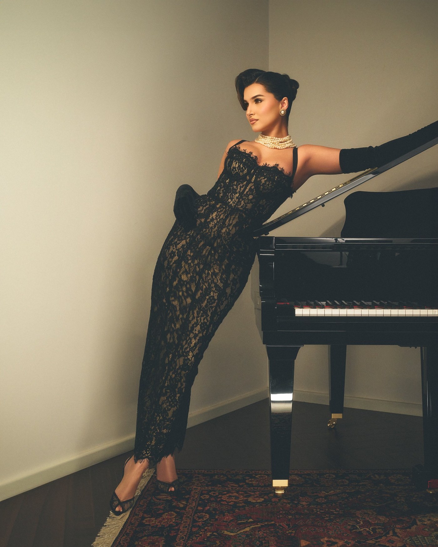Old Hollywood Glamour Meets Modern Chic: Tara Sutaria Owns the Black Lace Look
