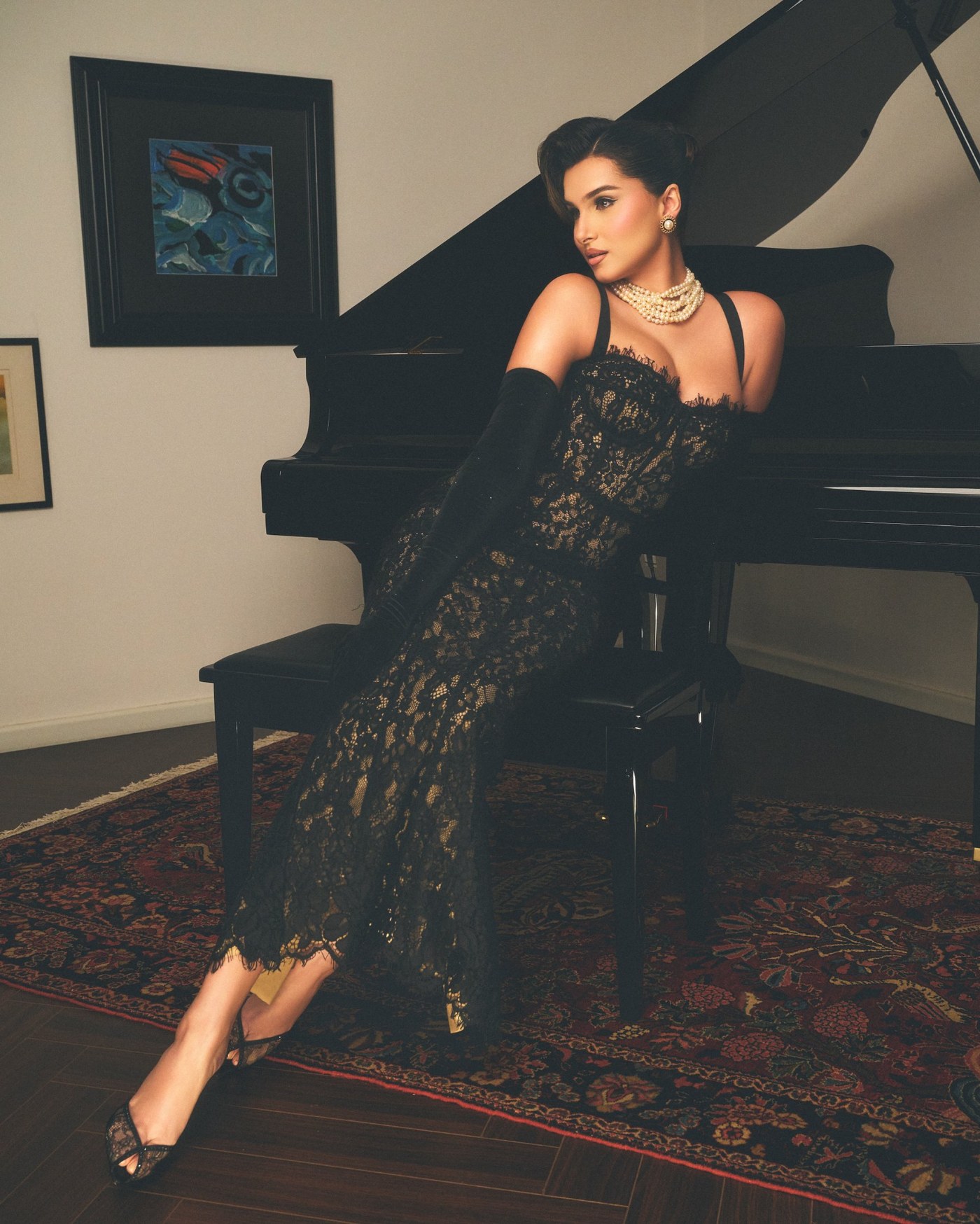 Old Hollywood Glamour Meets Modern Chic: Tara Sutaria Owns the Black Lace Look