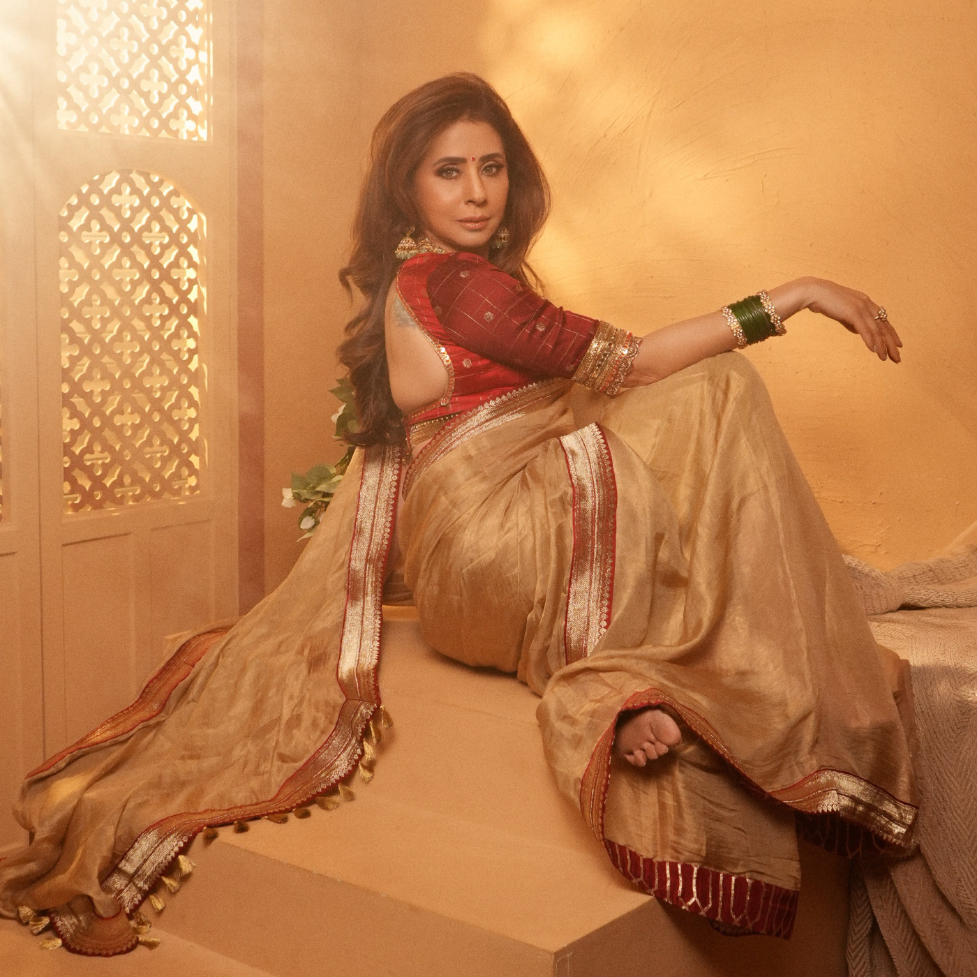 Red and Gold: Urmila Matondkar's Festive Sari Styling