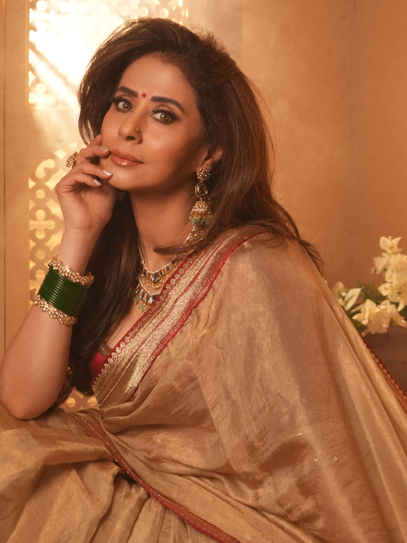 Red and Gold: Urmila Matondkar's Festive Sari Styling