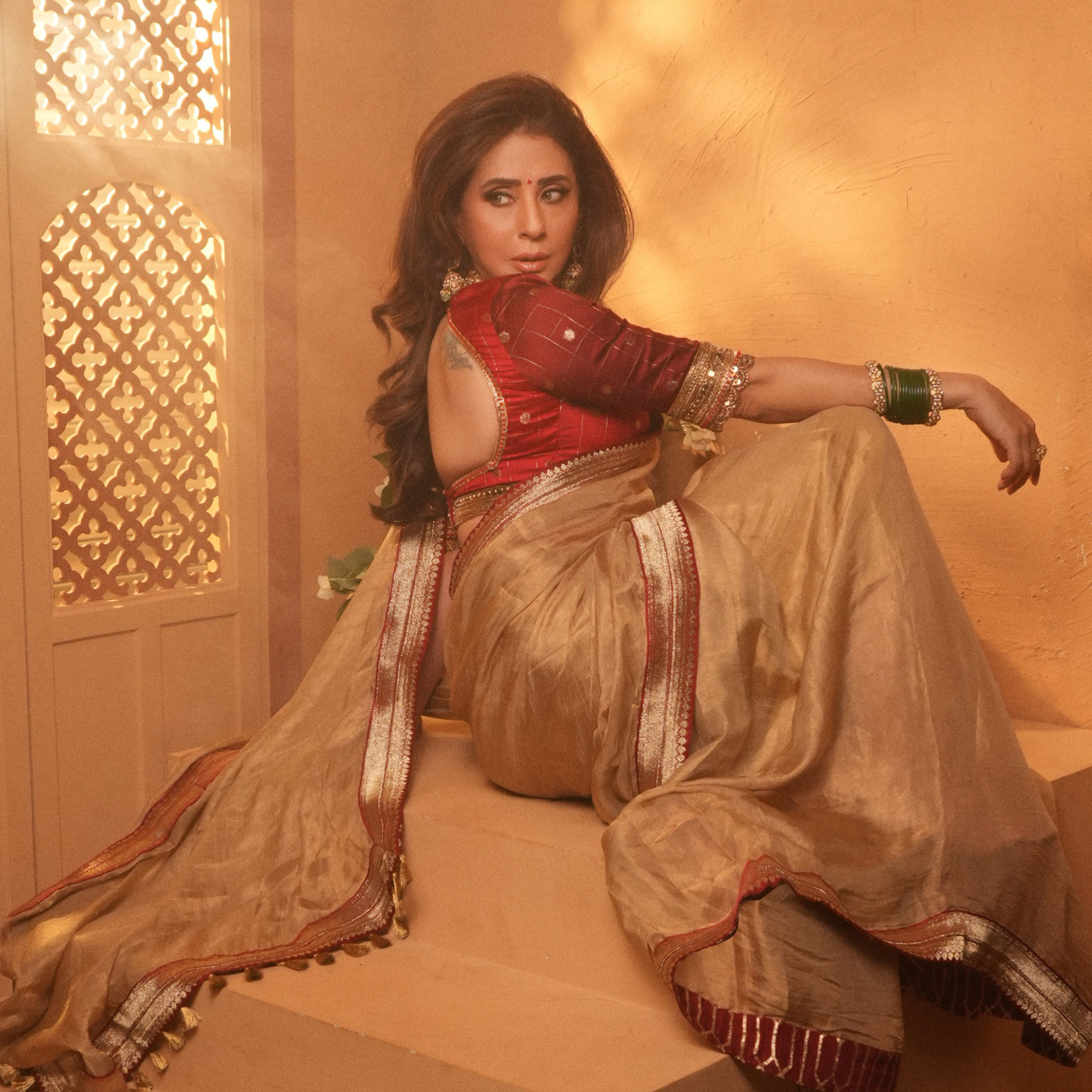Red and Gold: Urmila Matondkar's Festive Sari Styling