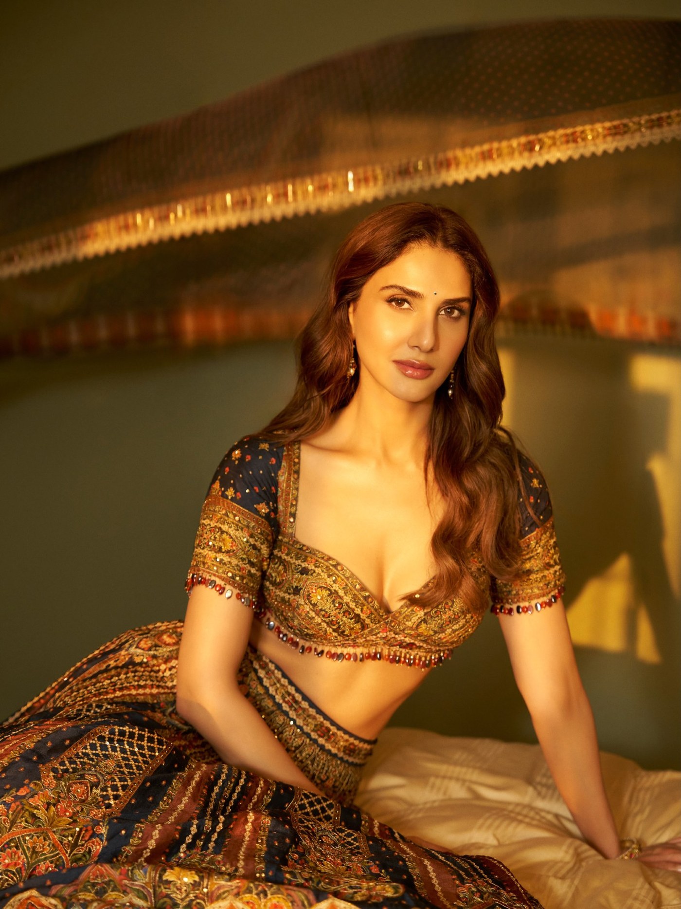 Midnight Blue Lehenga: Vaani Kapoor's Understated Festive Statement