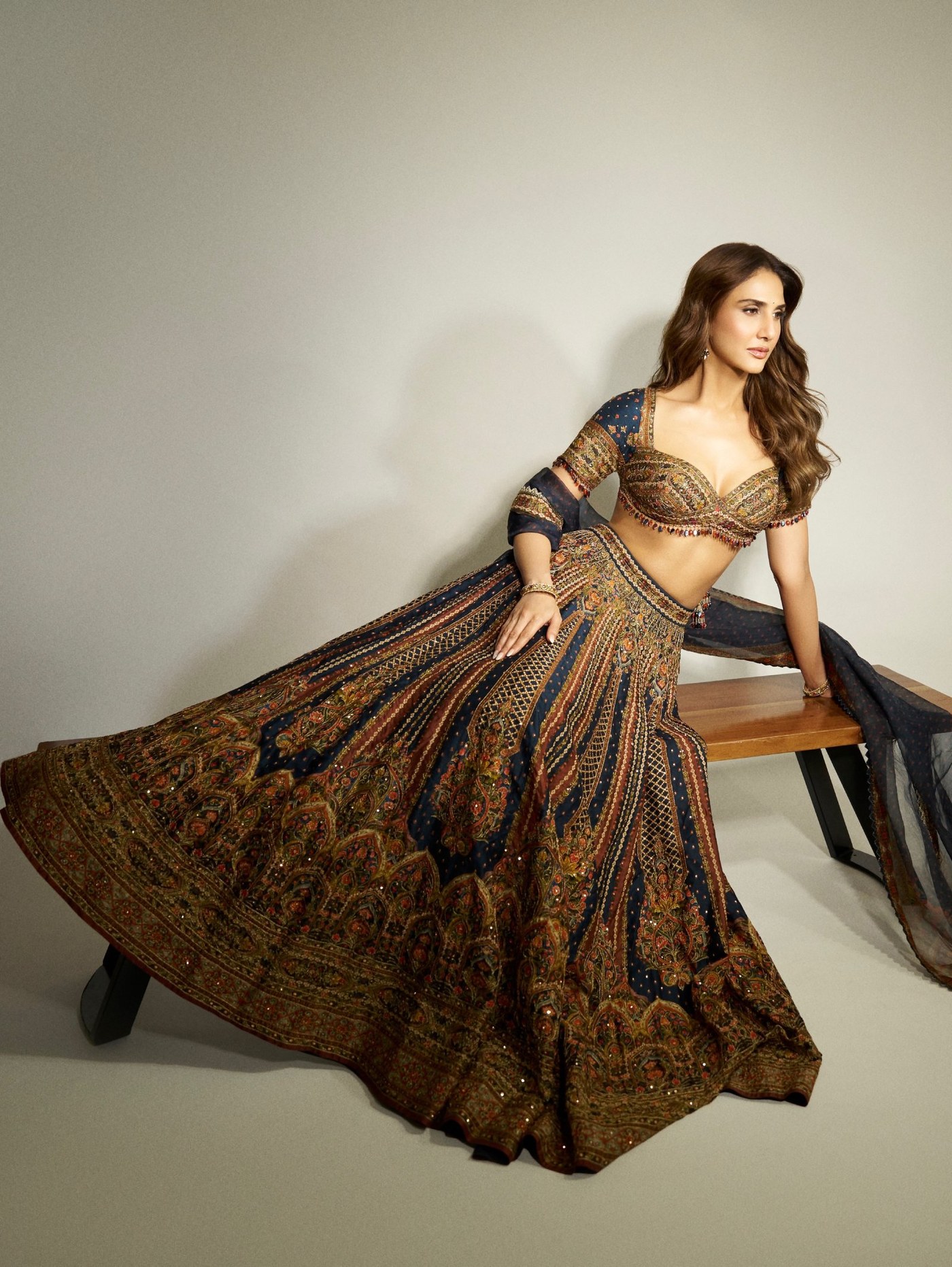 Midnight Blue Lehenga: Vaani Kapoor's Understated Festive Statement