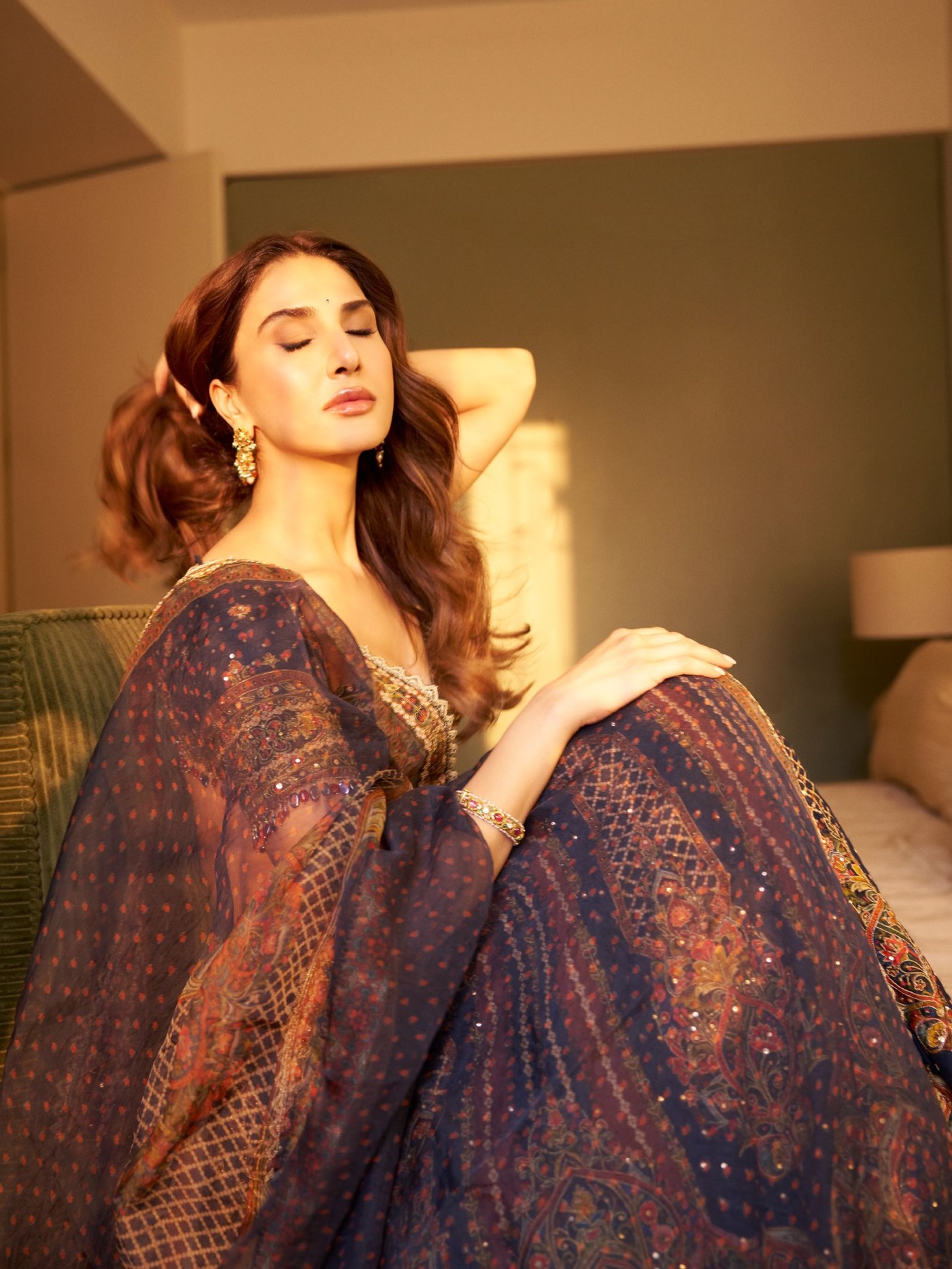 Midnight Blue Lehenga: Vaani Kapoor's Understated Festive Statement