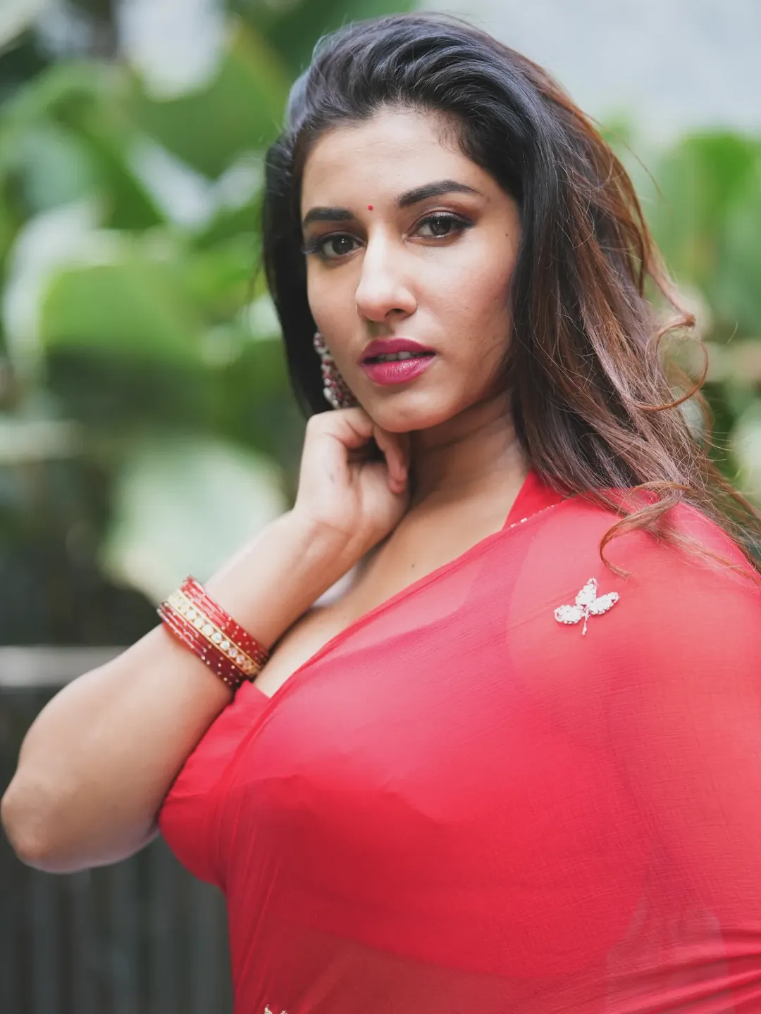 Vishnupriya Bhimeneni in Stunning Red Ethnic Wear