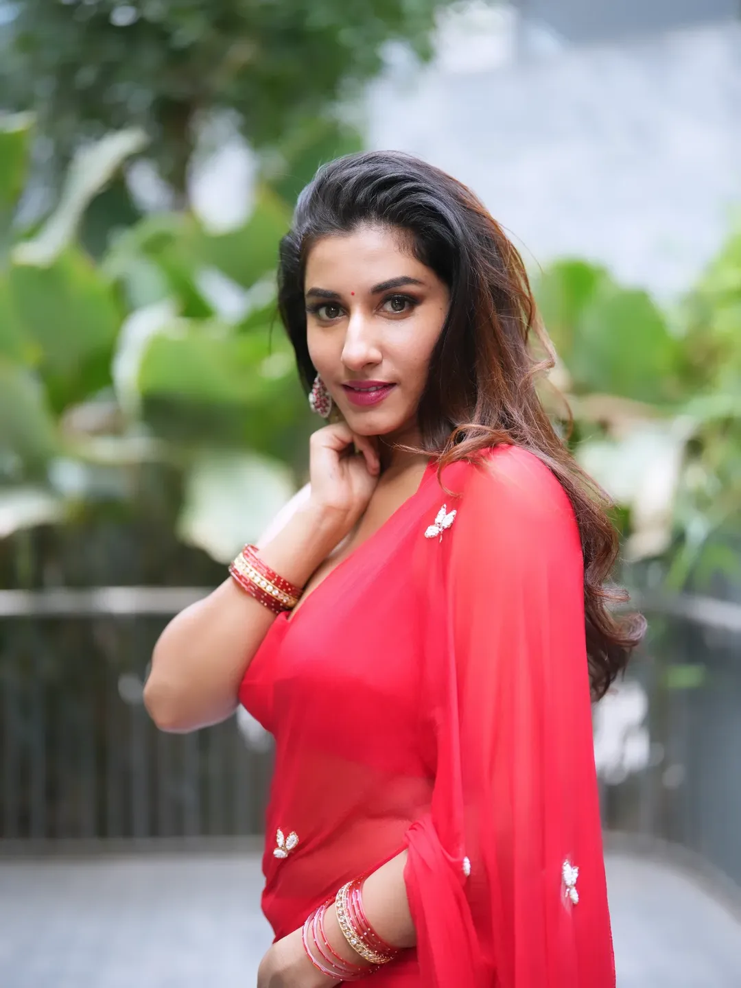 Vishnupriya Bhimeneni in Stunning Red Ethnic Wear