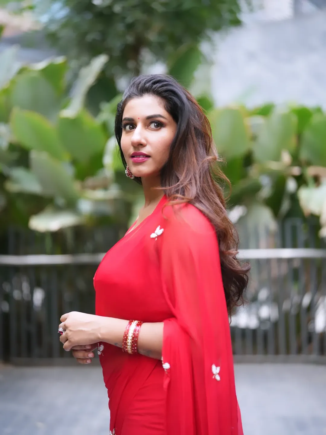 Vishnupriya Bhimeneni in Stunning Red Ethnic Wear