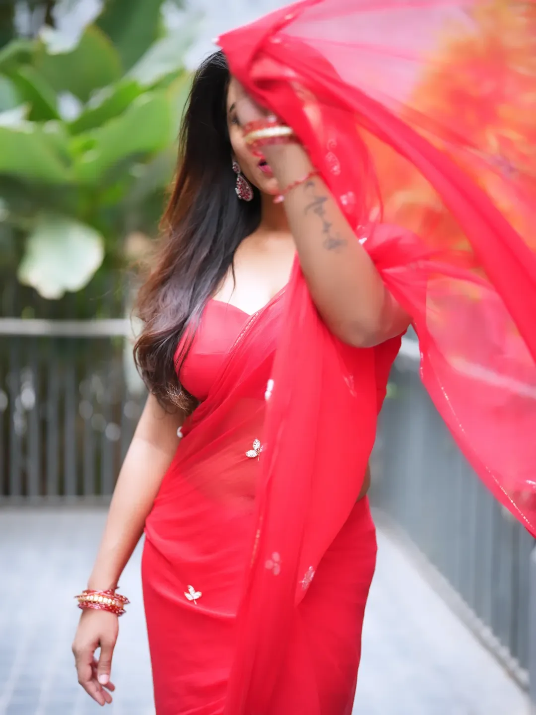 Vishnupriya Bhimeneni in Stunning Red Ethnic Wear