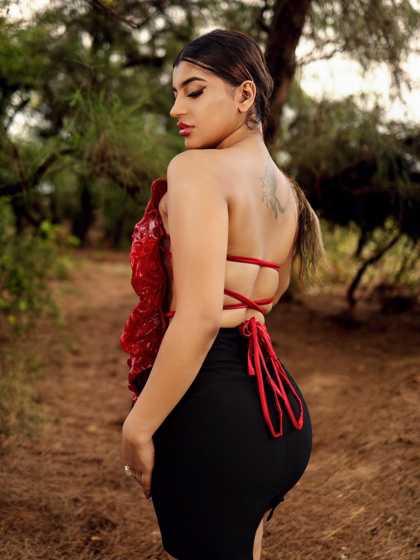 Yashika Aannand Masters High-Fashion Drama in Striking Red and Black